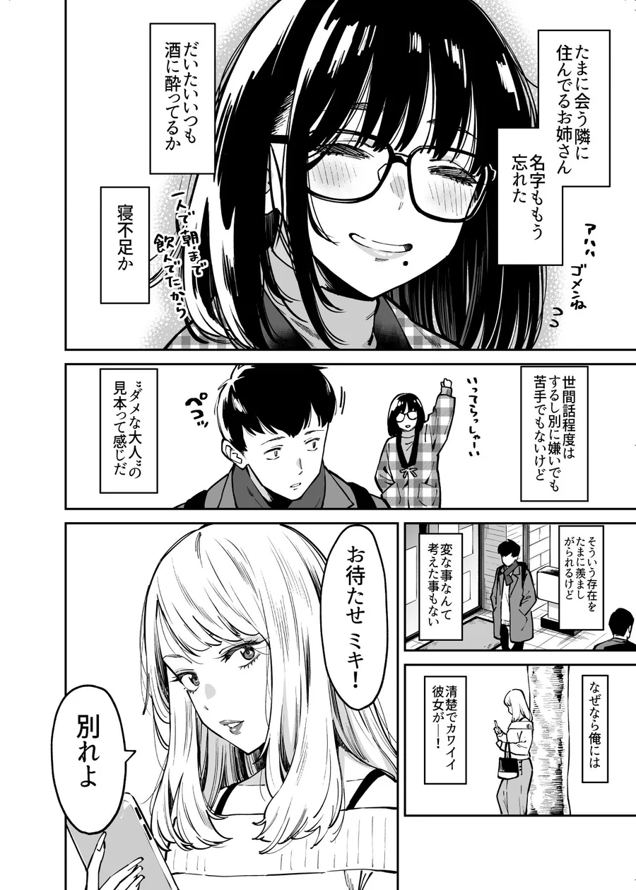 【無料エロ漫画・同人】おとなりのだらしなお姉さんに慰められる話-2枚目