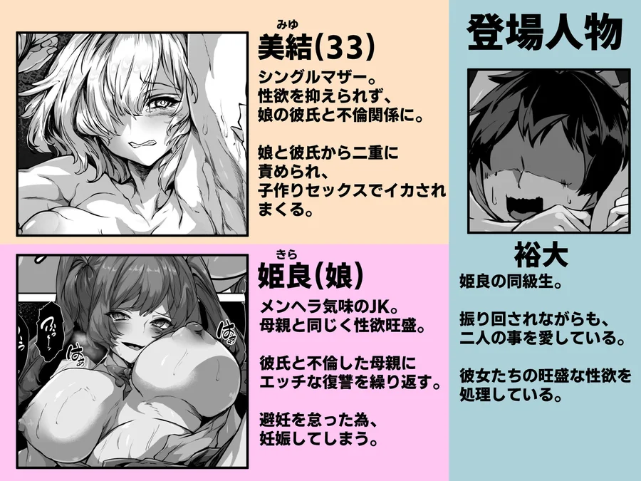 【無料エロ漫画・同人】巨乳ママとメンヘラ彼女を親子丼にして孕ませる話・終-1枚目