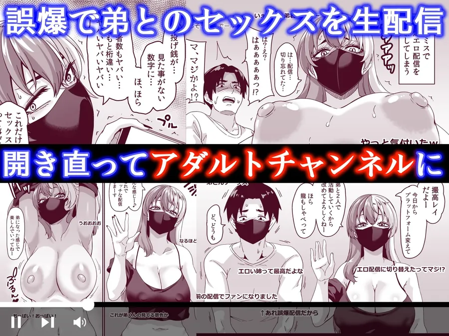 【無料エロ漫画・同人】ズボラ姉（配信者）が誤爆エロバズしたから開き直って姉弟でエロ配信する枠-3枚目