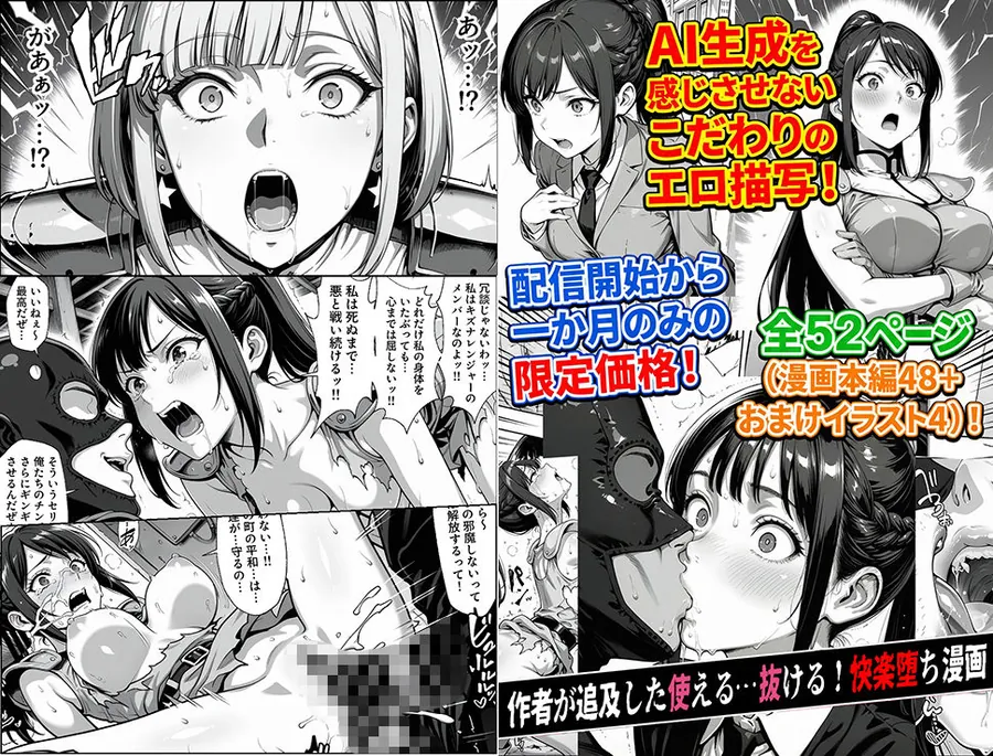 【無料エロ漫画・同人】正義の戦隊ヒロイン！無限ハードSEXで戦えないほど快楽依存に調教され悪の組織に完堕ちする！・前編-1枚目